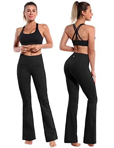 BUBBLELIME 29"/31"/33"/35"/37" 4 Styles Women's High Waist Bootcut Yoga Pants - Basic Nylon_DARKNAVY L-35 Inseam