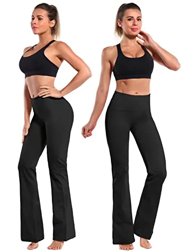 BUBBLELIME 29"/31"/33"/35"/37" 4 Styles Women's High Waist Bootcut Yoga Pants - Basic Nylon_DARKNAVY L-35 Inseam