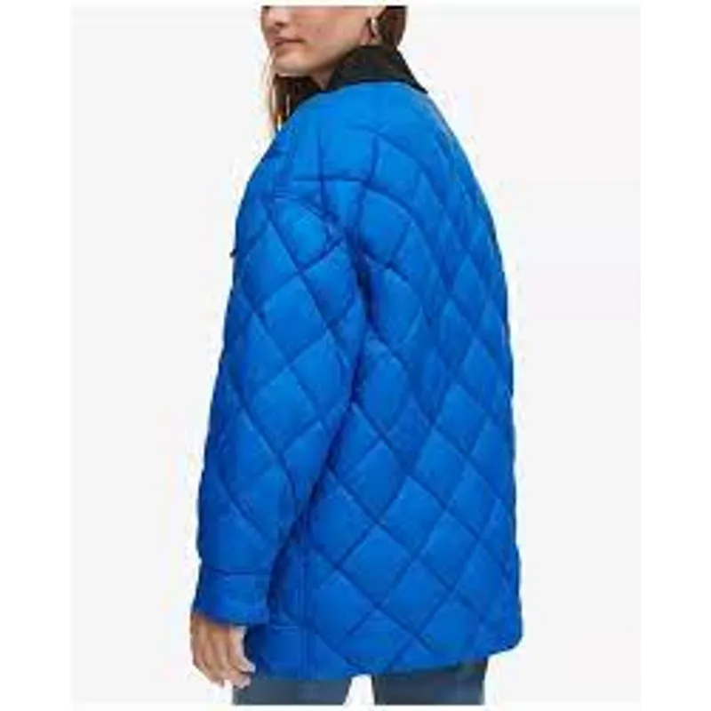 Calvin Klein Jeans Women's Reversible Quilted Barn Lapis Blue & Black Coat