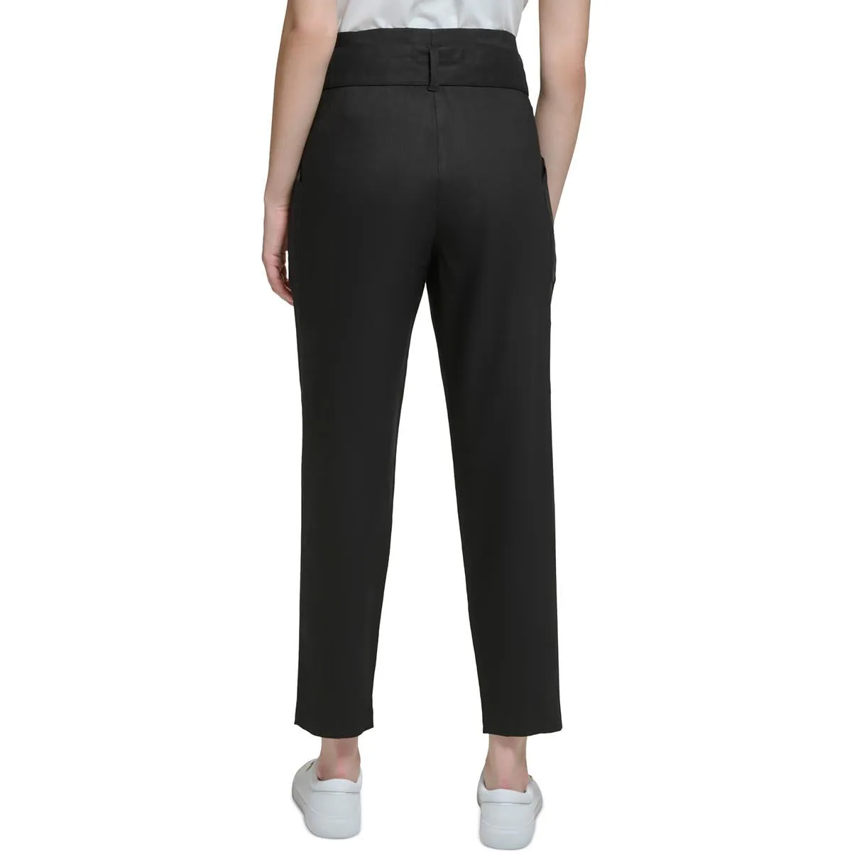 Calvin Klein Womens Linen High Waist Cropped Pants