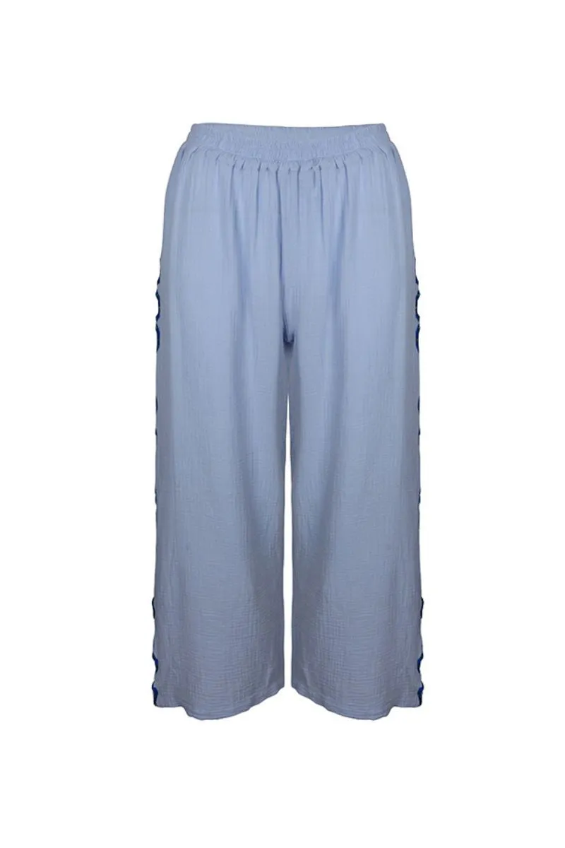 CANTIK BLUE EMBROIDERED PANTS