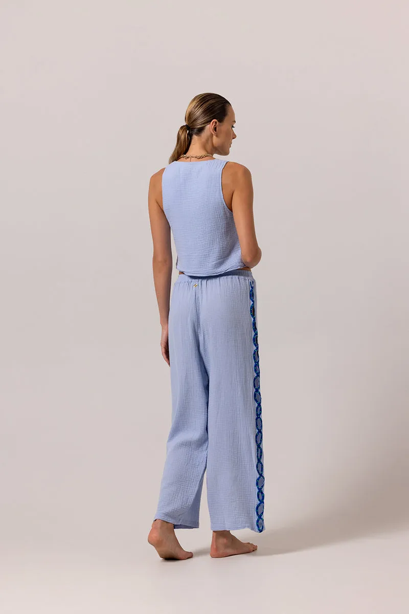 CANTIK BLUE EMBROIDERED PANTS