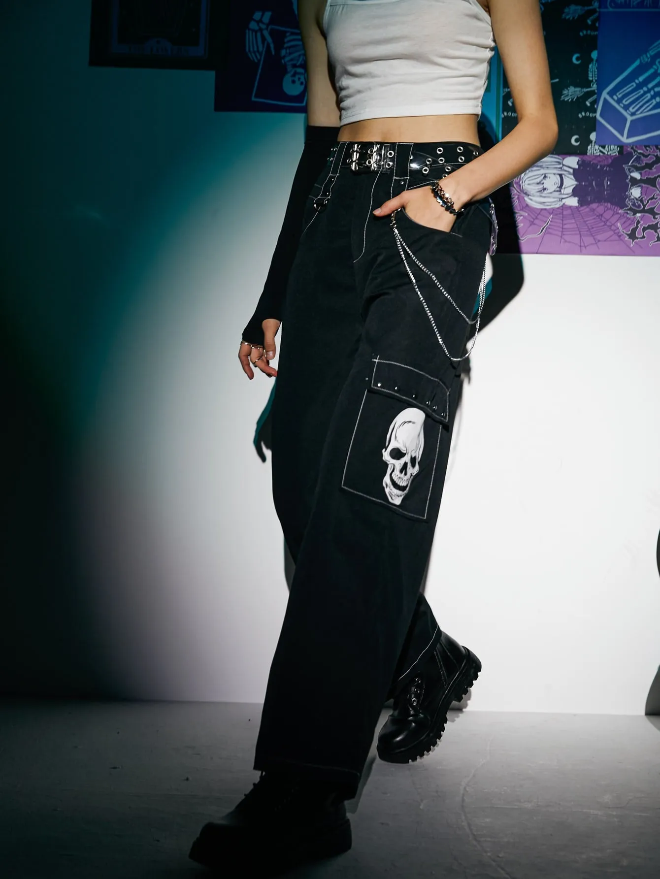 Casual Halloween Contrast Binding Natural Long Women Pants