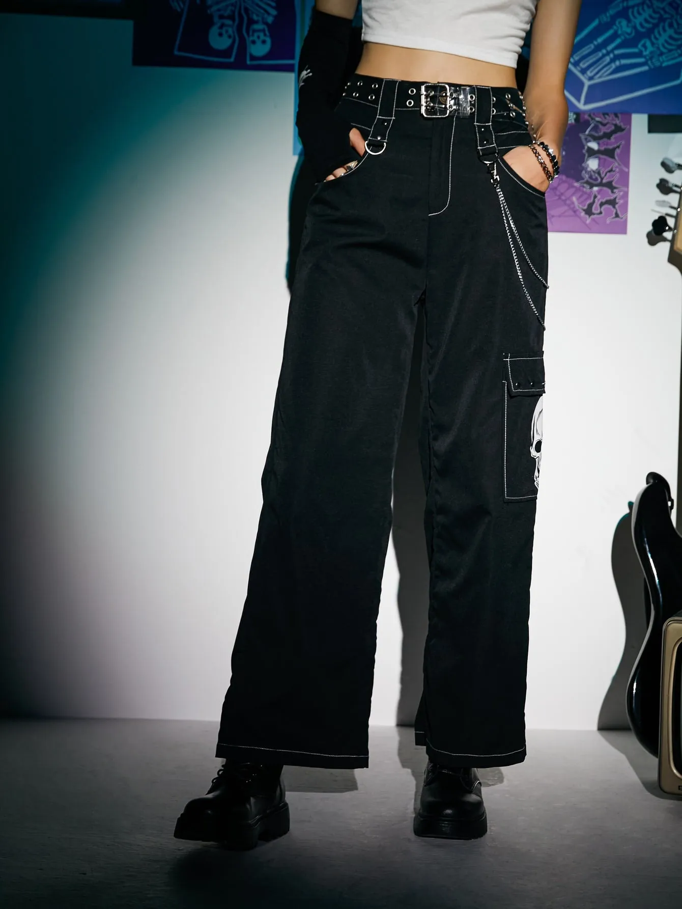 Casual Halloween Contrast Binding Natural Long Women Pants