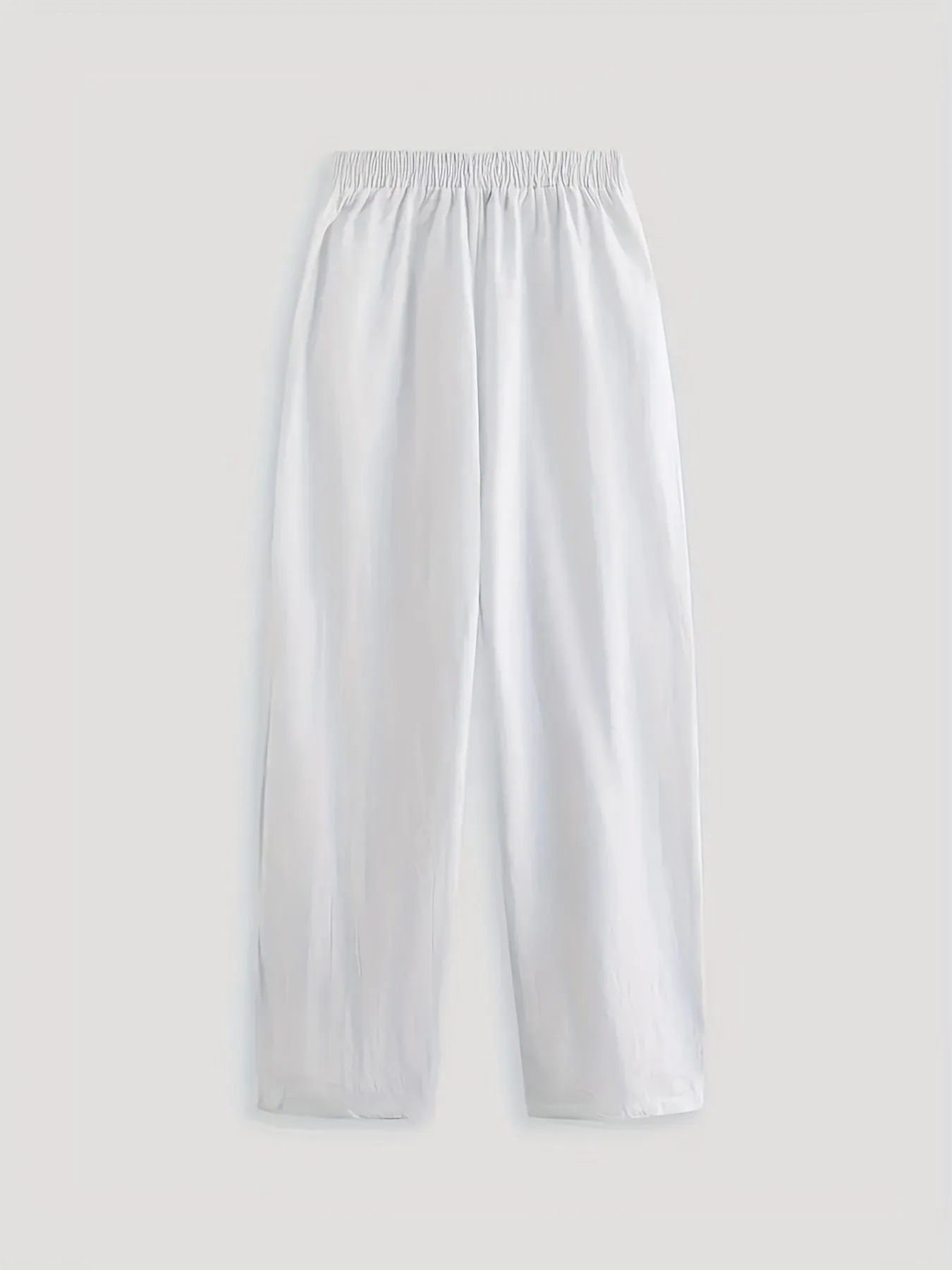 Casual Solid Elastic Waist Pockets Loose Pants