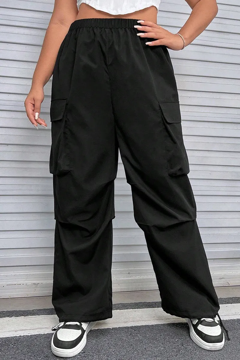 Casual Street Solid Pocket Plus Size