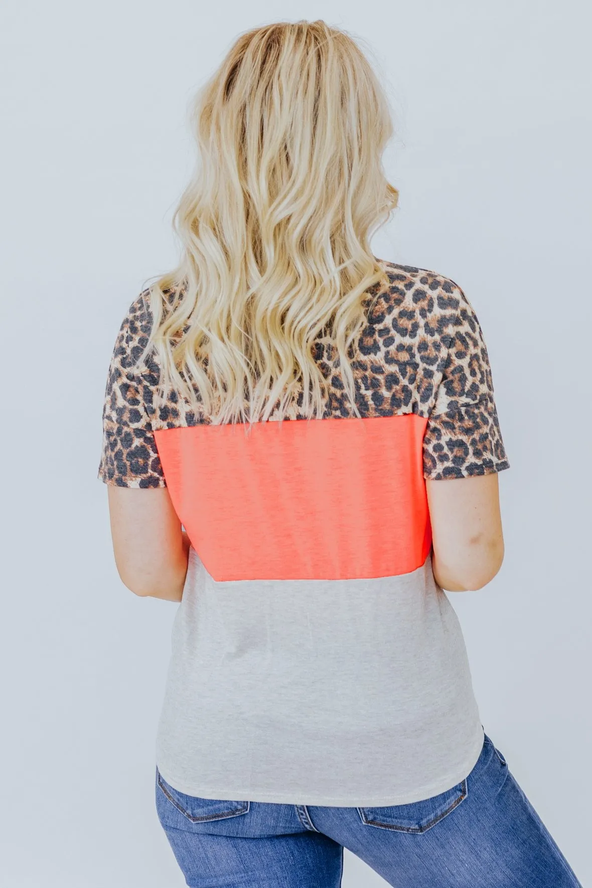 Causing Trouble Color Block Top in Neon Coral