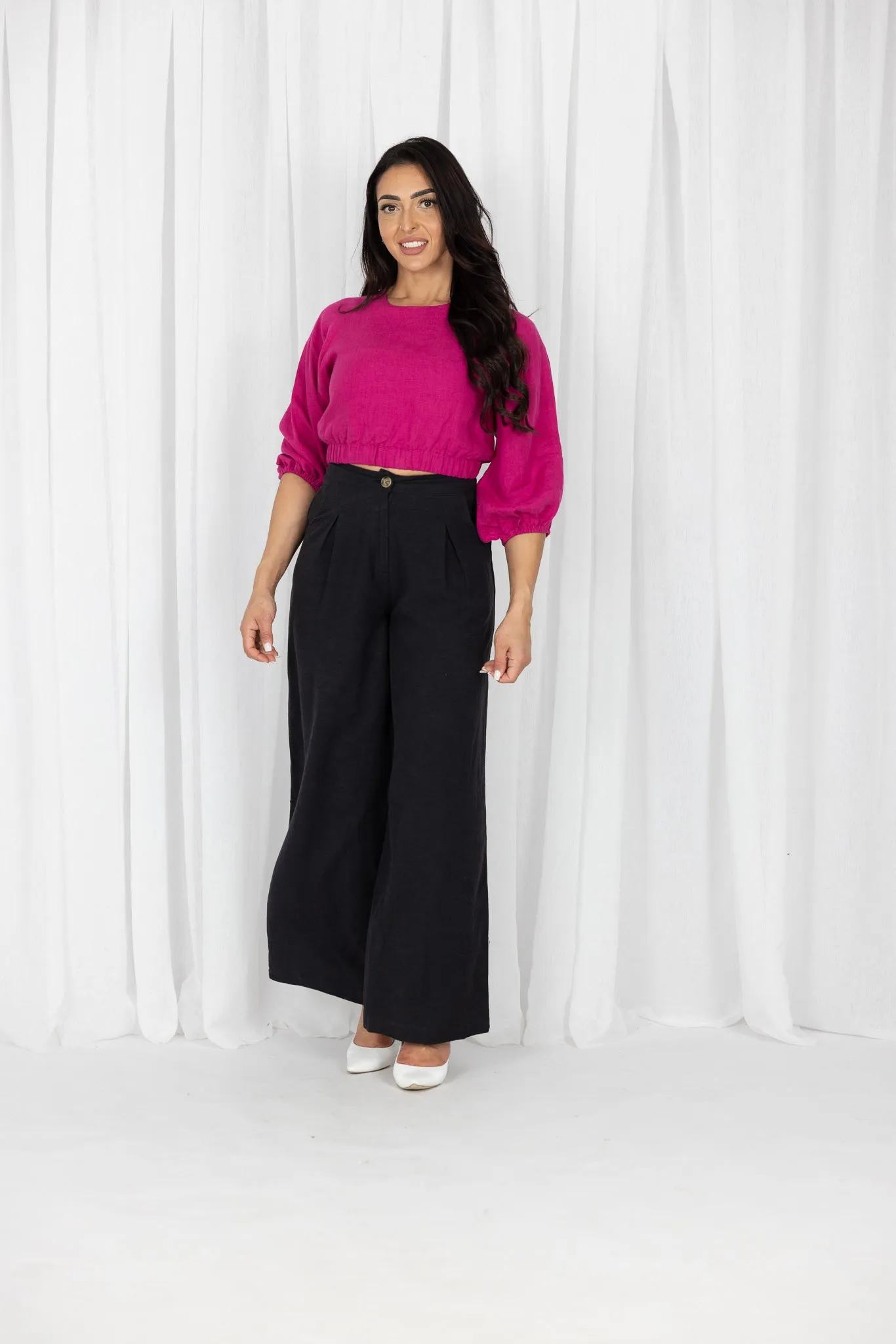 Chana Linen Wide Leg Pants