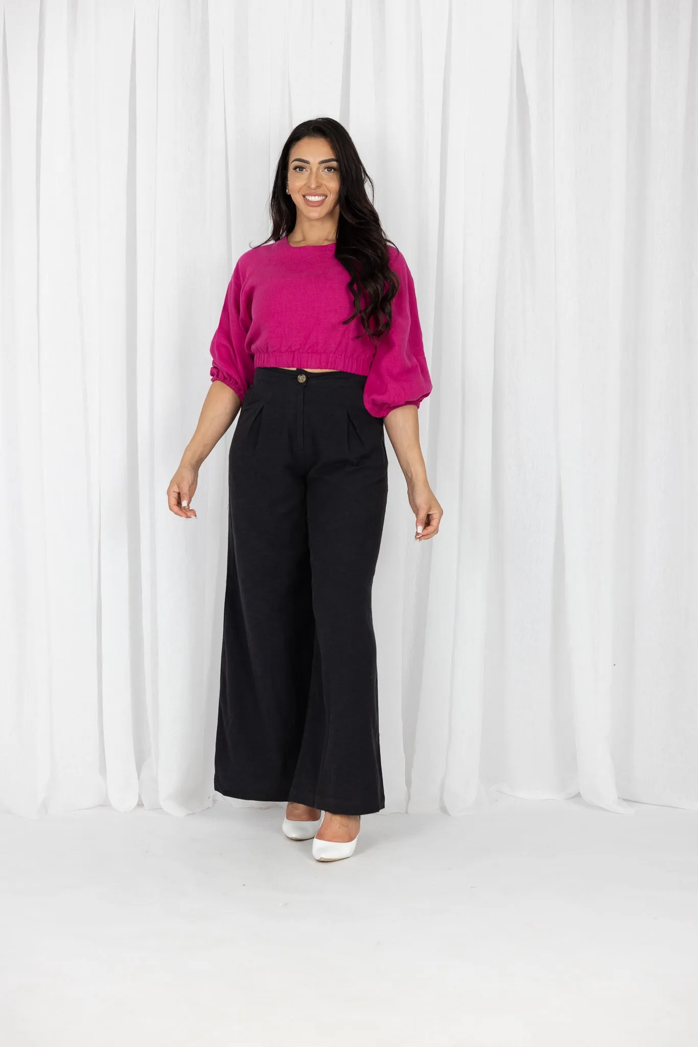 Chana Linen Wide Leg Pants