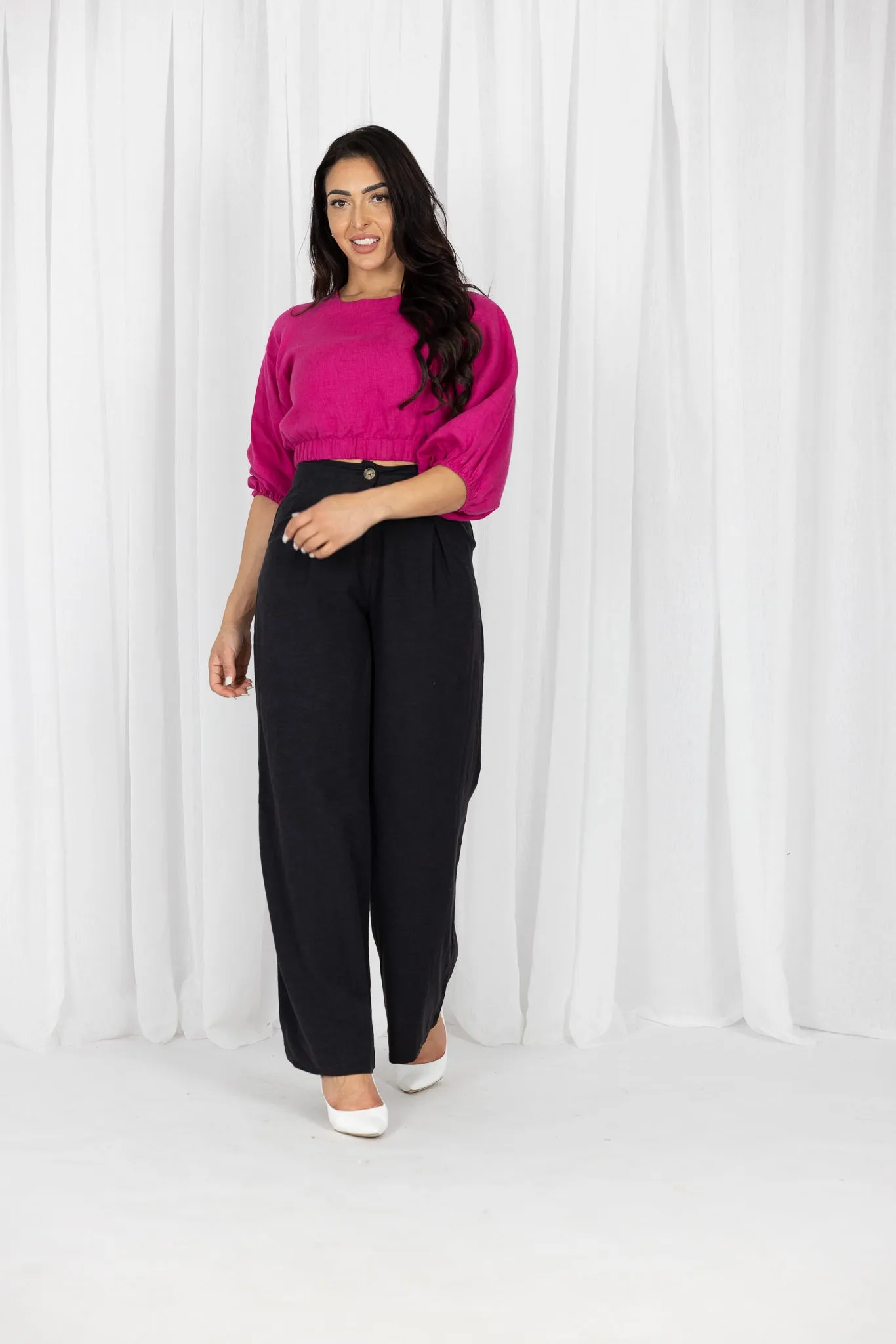 Chana Linen Wide Leg Pants