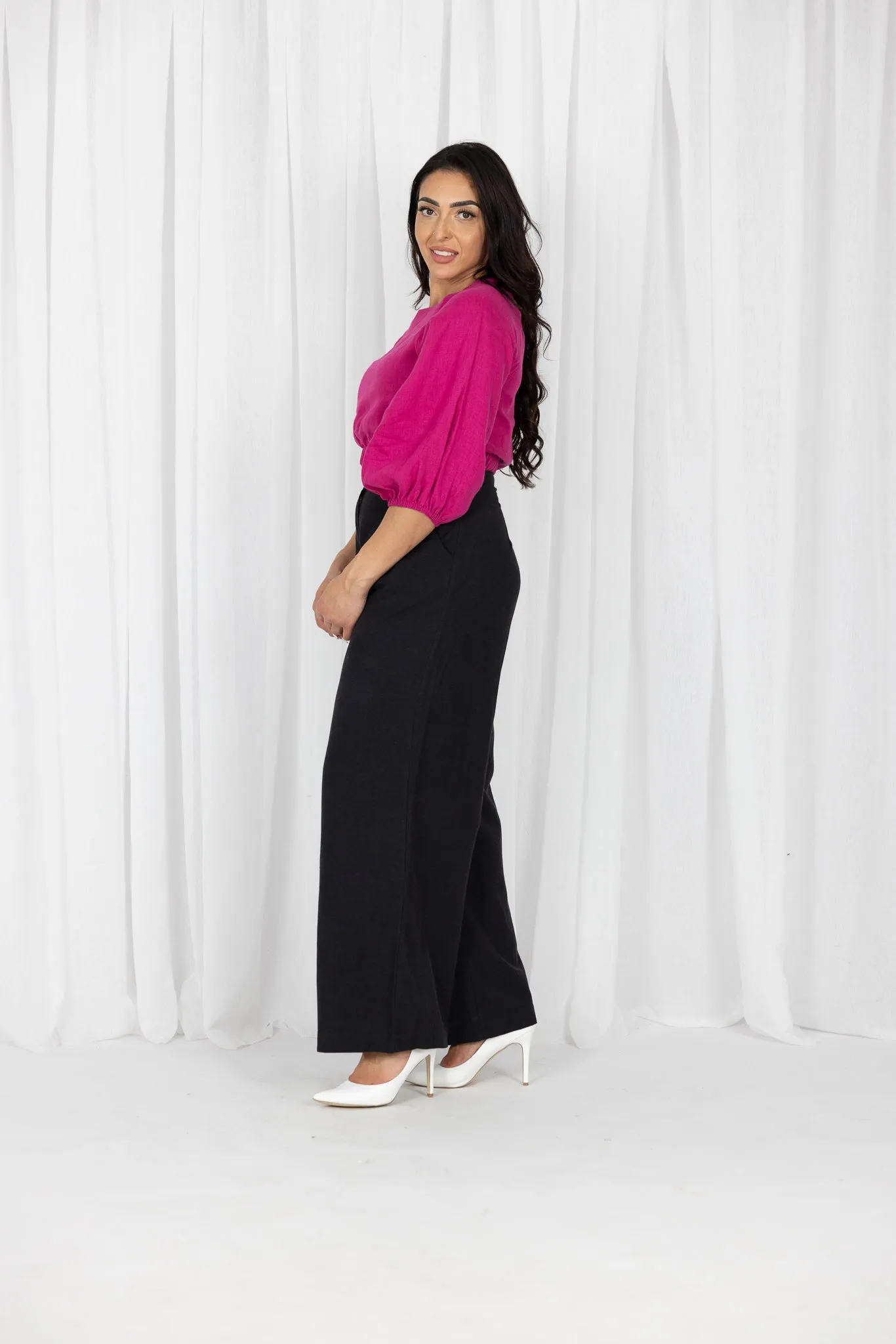 Chana Linen Wide Leg Pants
