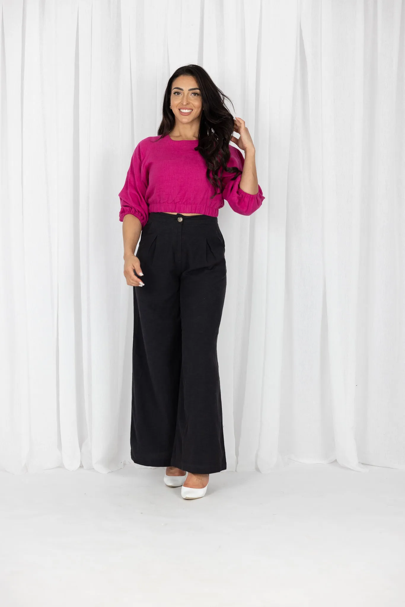 Chana Linen Wide Leg Pants