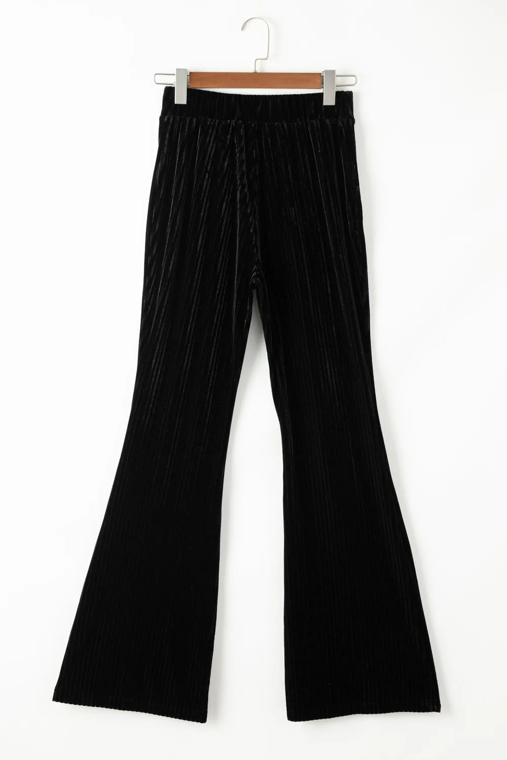 Chestnut Solid Color High Waist Flare Corduroy Pants