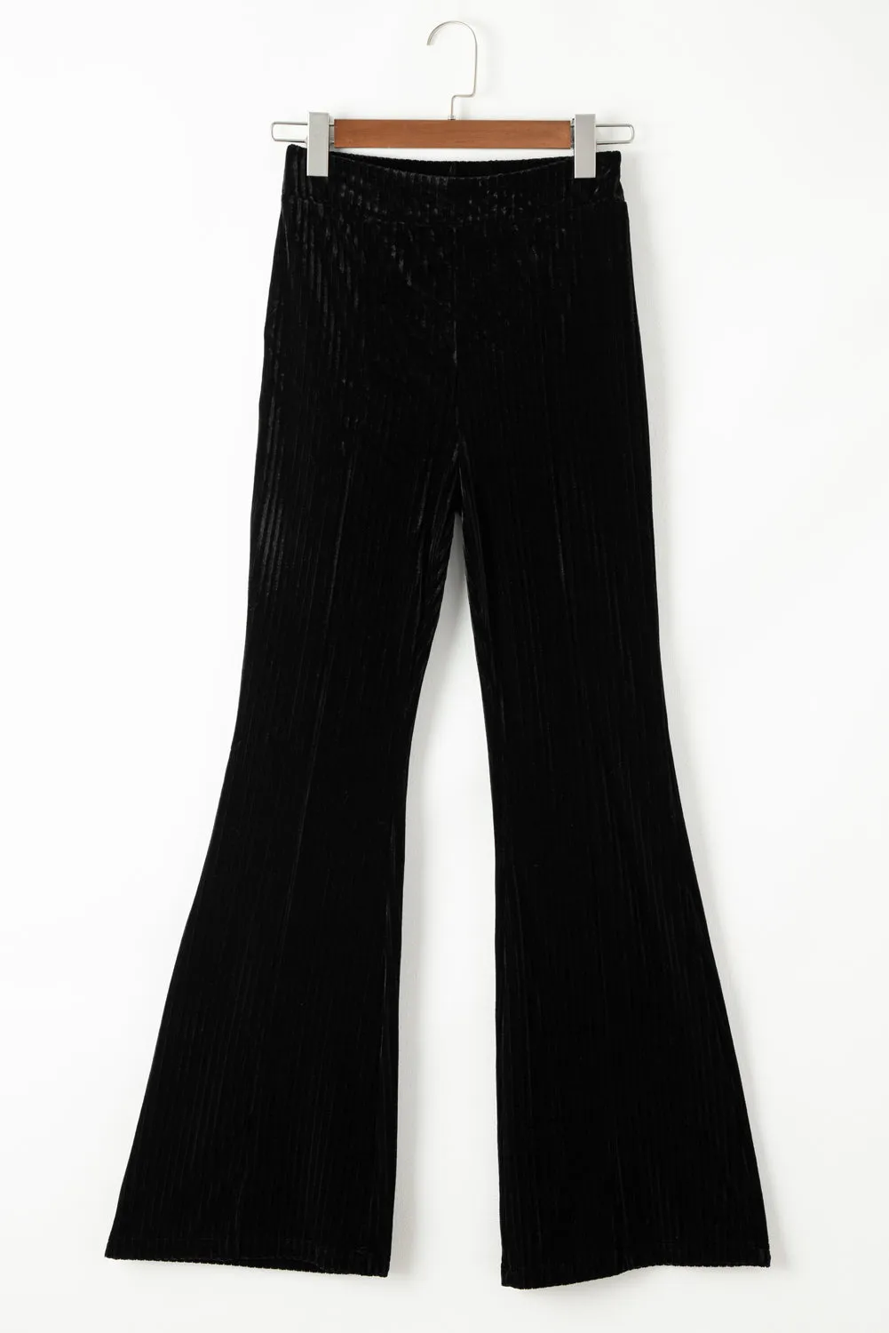 Chestnut Solid Color High Waist Flare Corduroy Pants