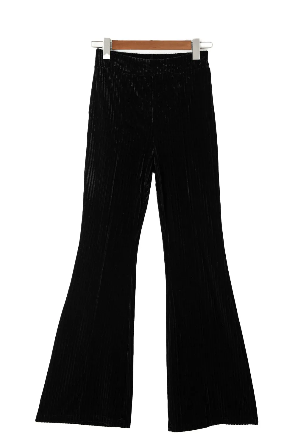 Chestnut Solid Color High Waist Flare Corduroy Pants