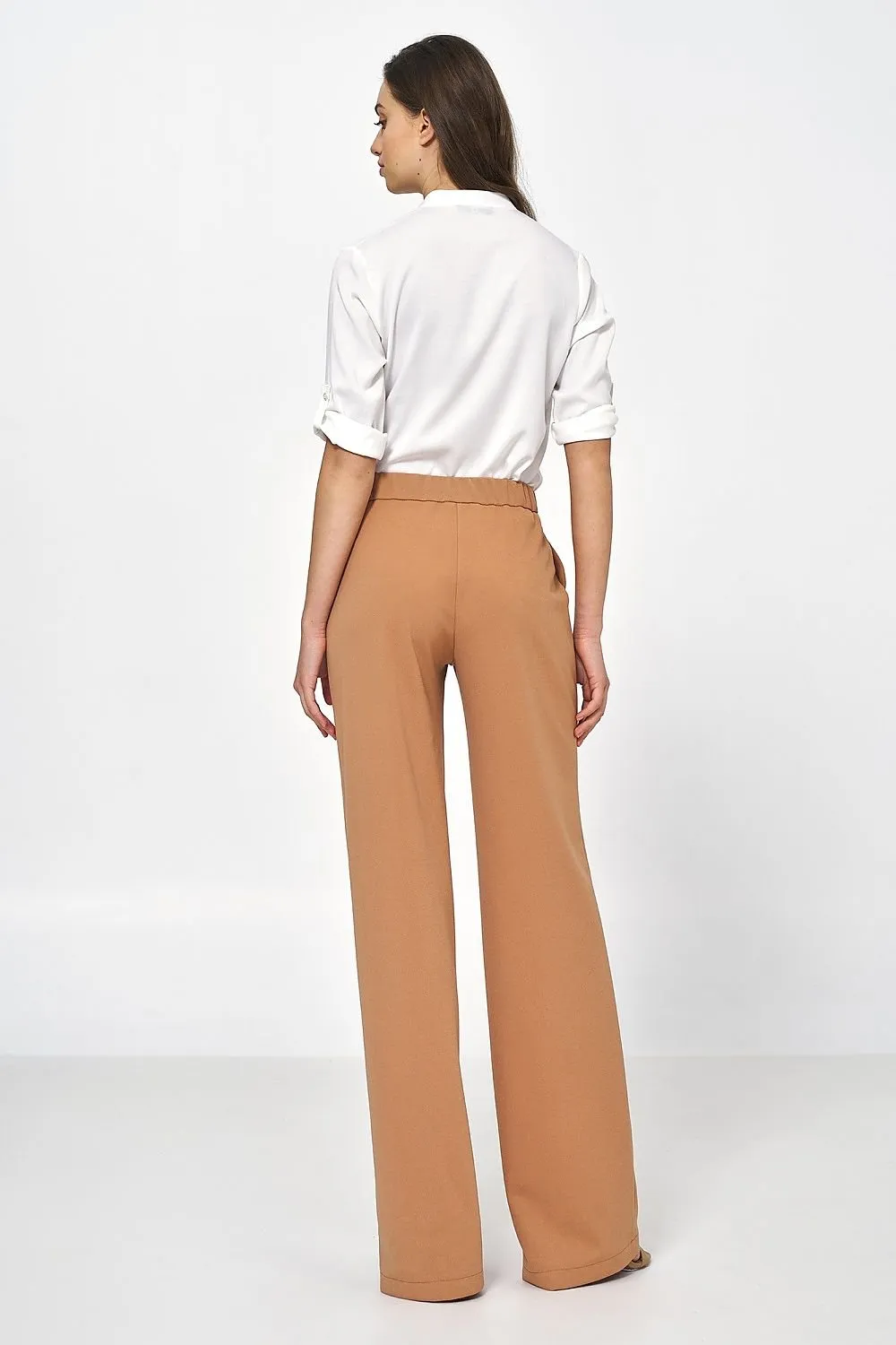 Chic Caramel High-Rise Women's Trousers