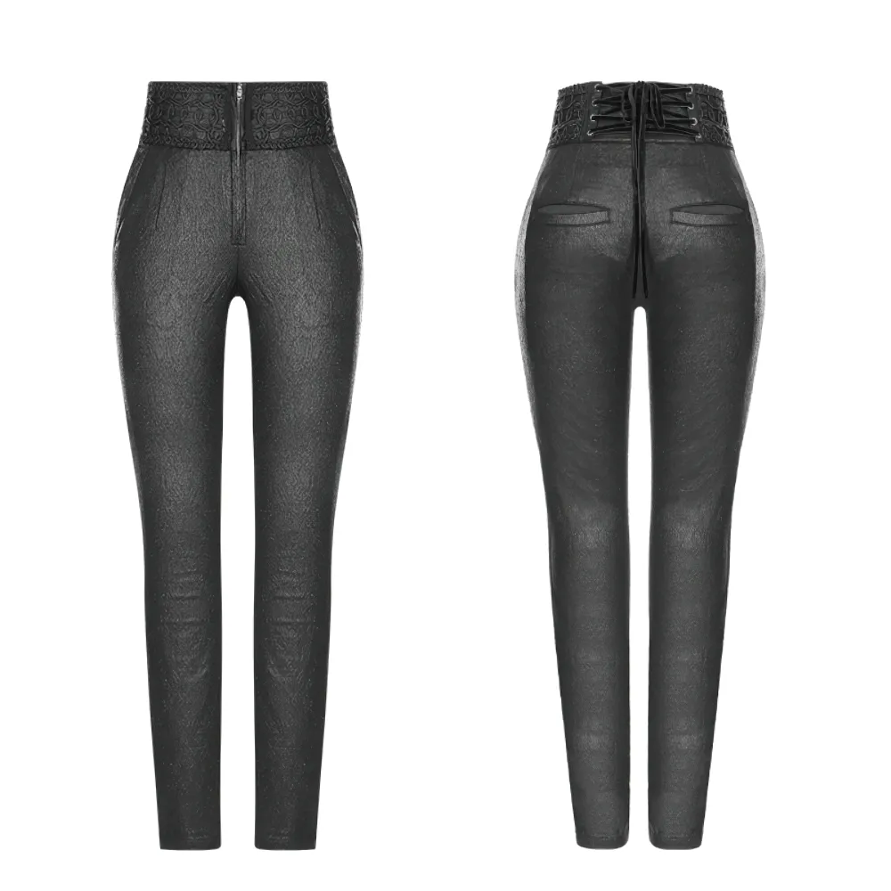Chic Gothic Womens High Waist Jacquard Skinny Pants