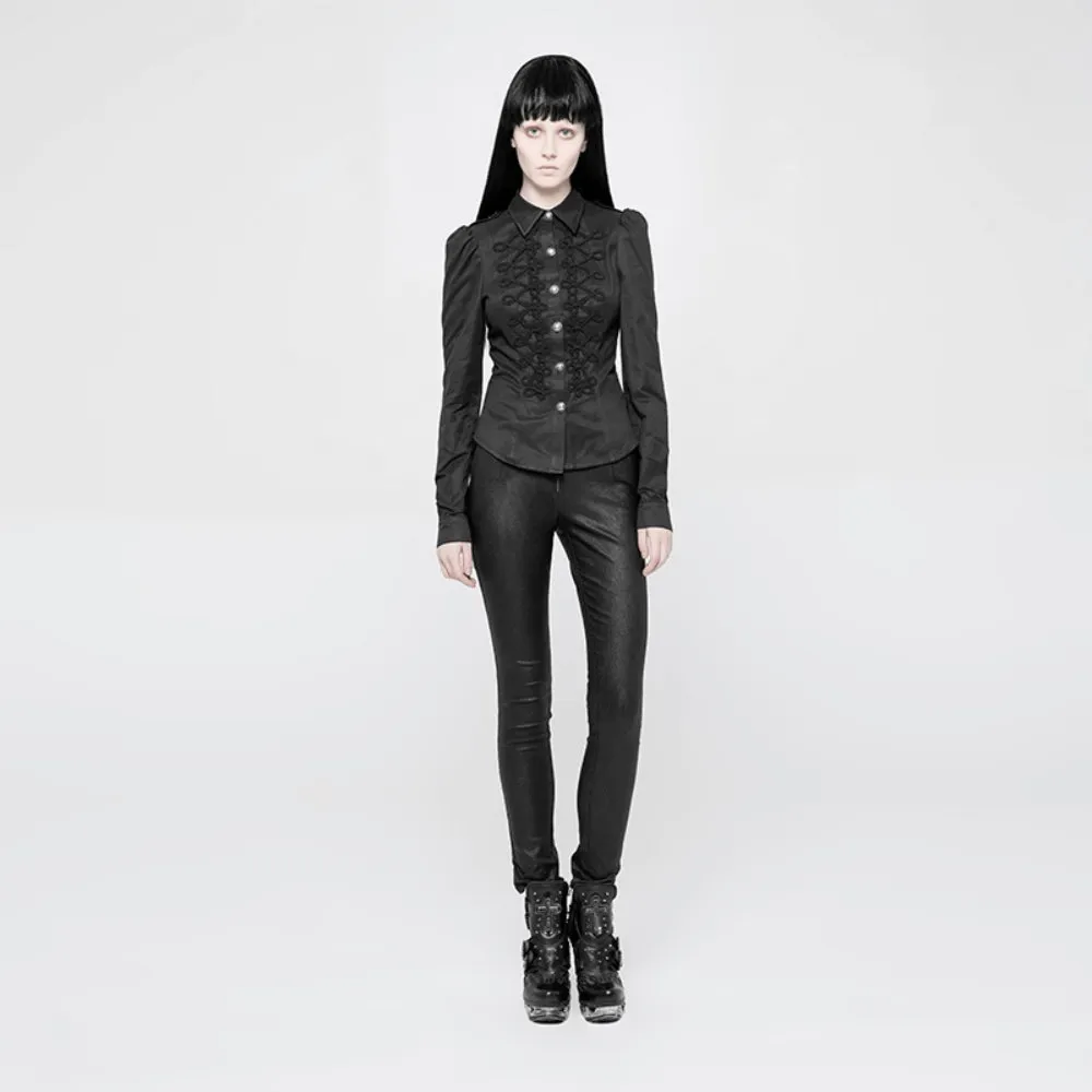 Chic Gothic Womens High Waist Jacquard Skinny Pants