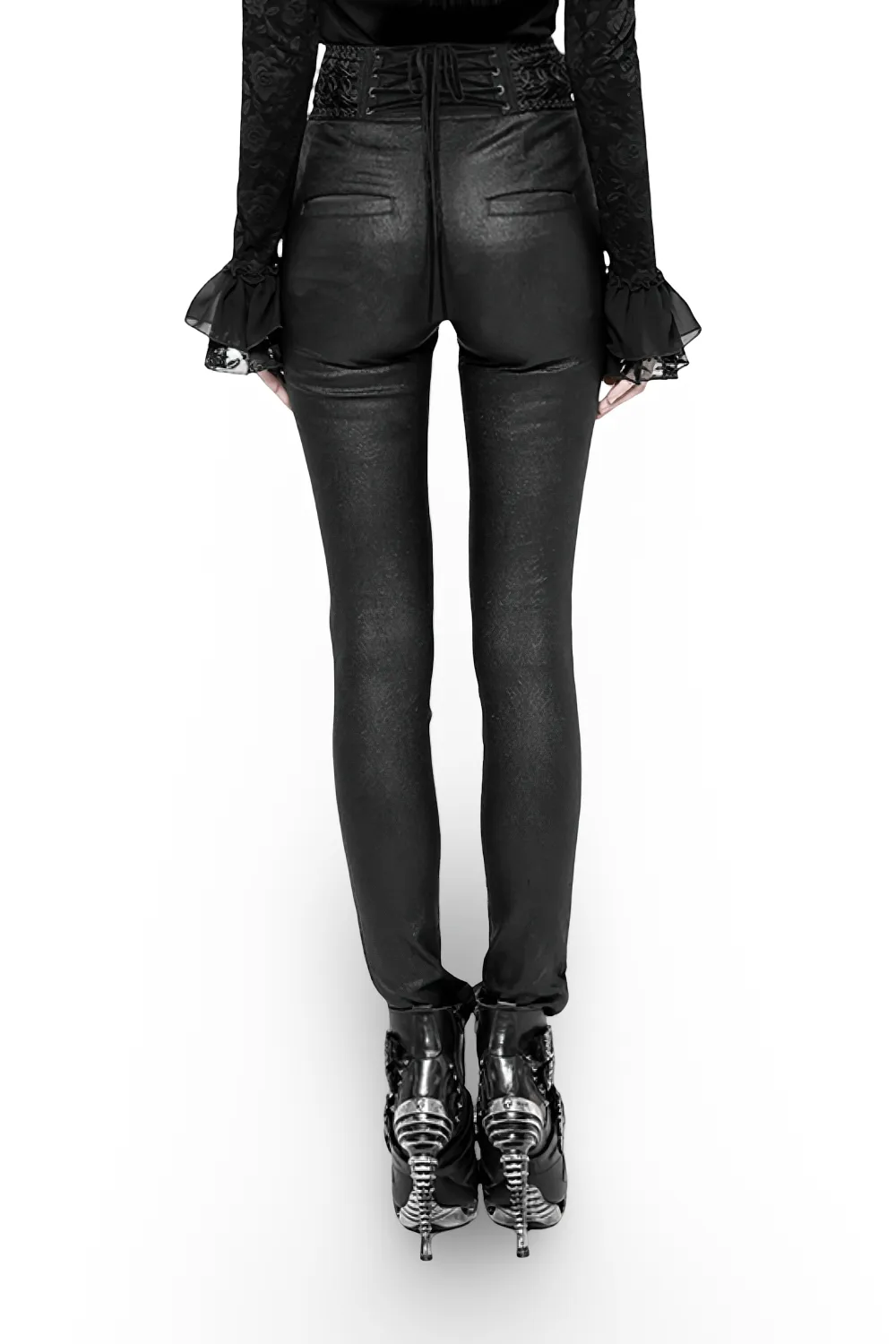 Chic Gothic Womens High Waist Jacquard Skinny Pants