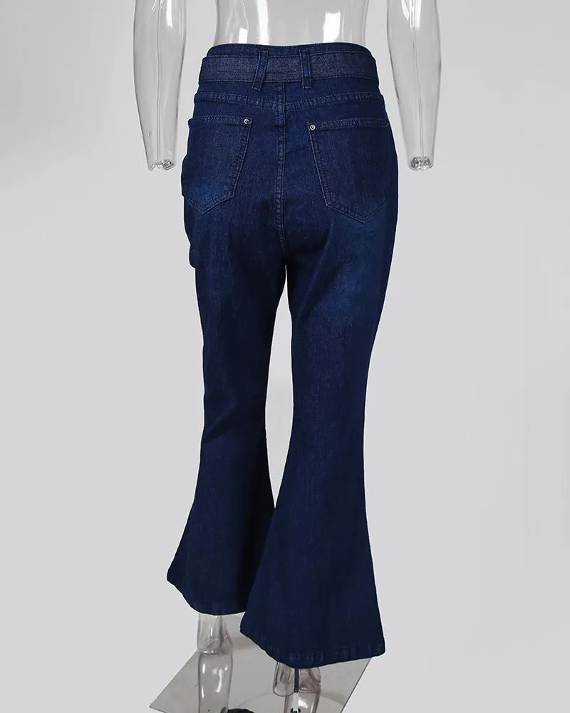 Chicindress Denim High Waist Bell-Bottom Jeans