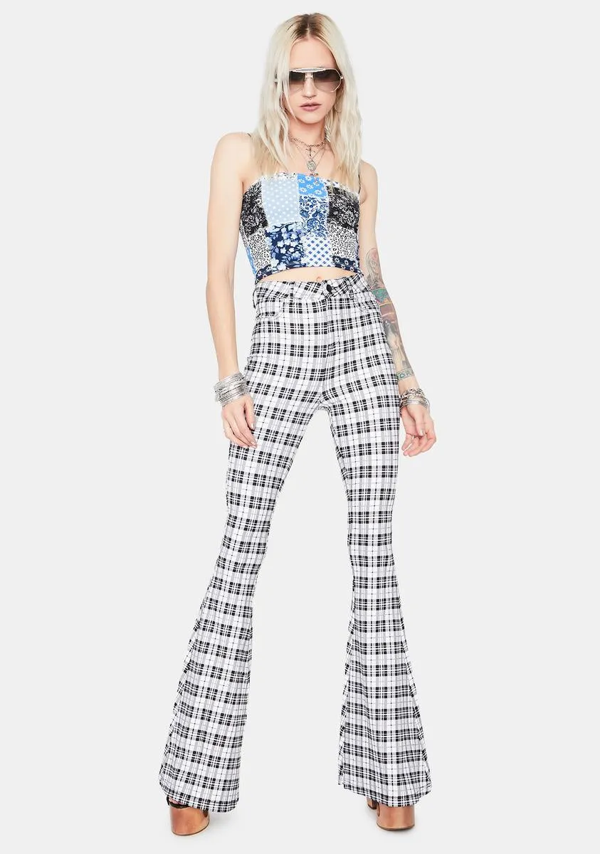 Chill Hip Check High Waisted Plaid Flares