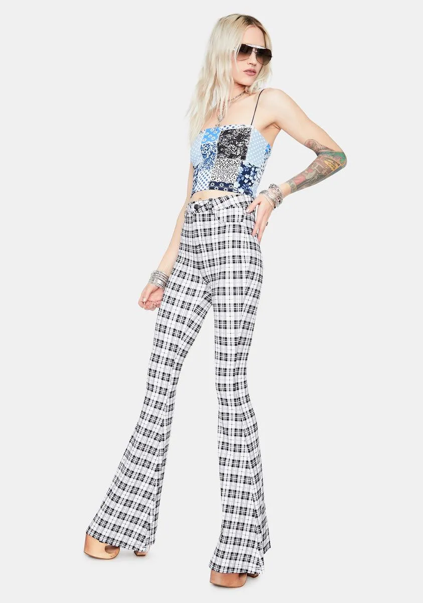 Chill Hip Check High Waisted Plaid Flares