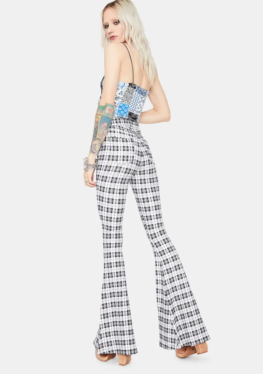 Chill Hip Check High Waisted Plaid Flares