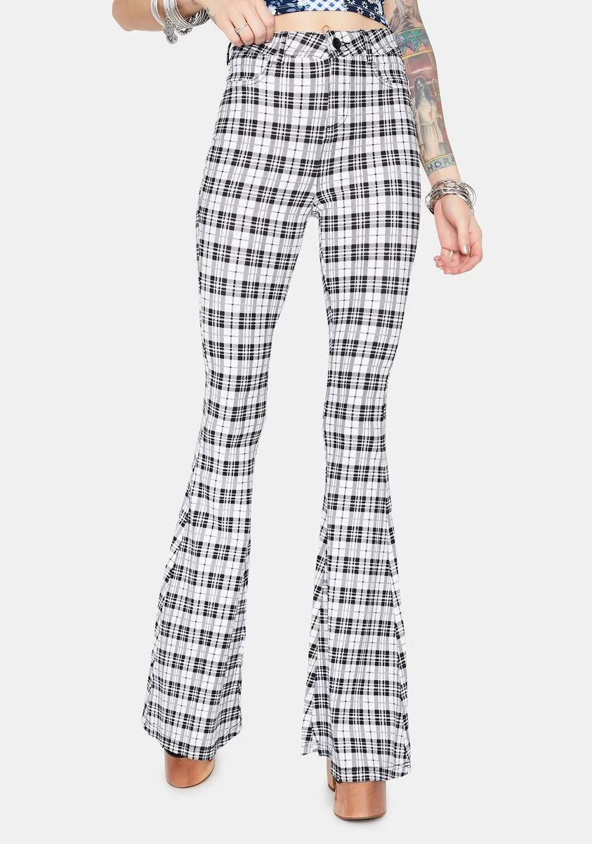Chill Hip Check High Waisted Plaid Flares
