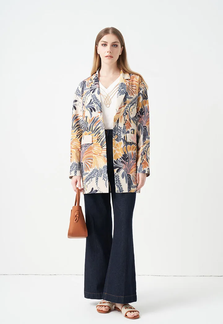 Choice Allover Printed Blazer Yellow Print