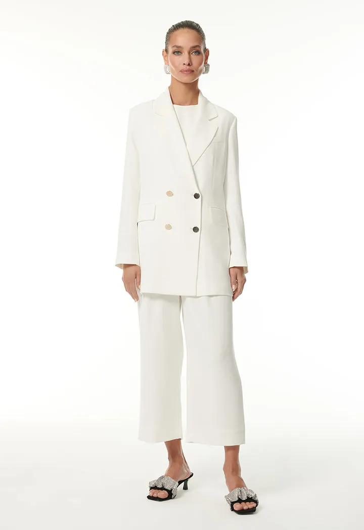 Choice Double-Breasted Solid Blazer Offwhite