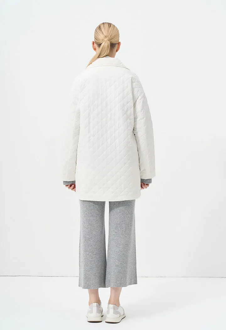 Choice Quilted Solid Jacket  Cream