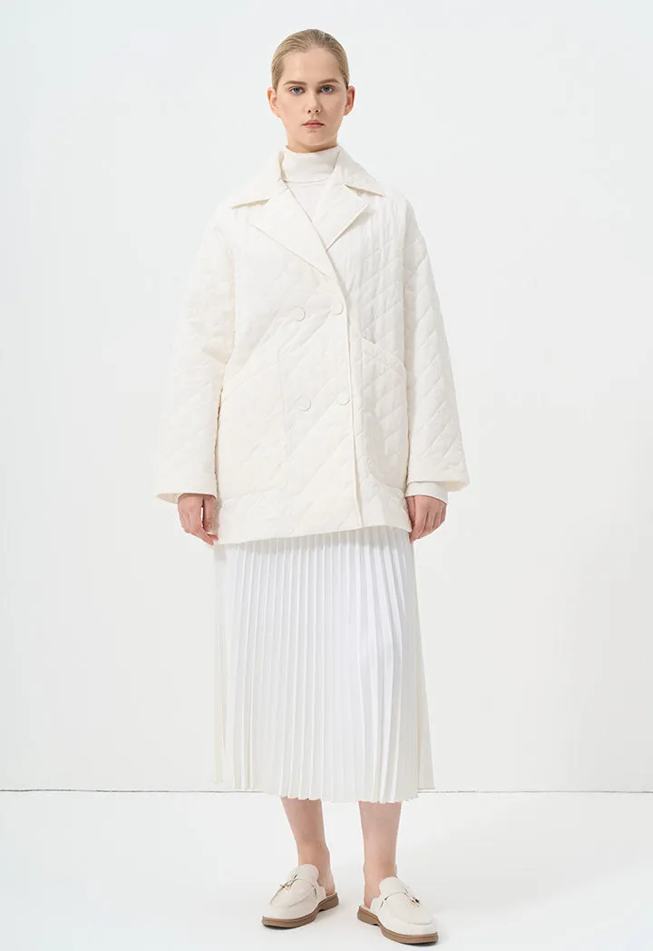 Choice Quilted Solid Jacket  Cream