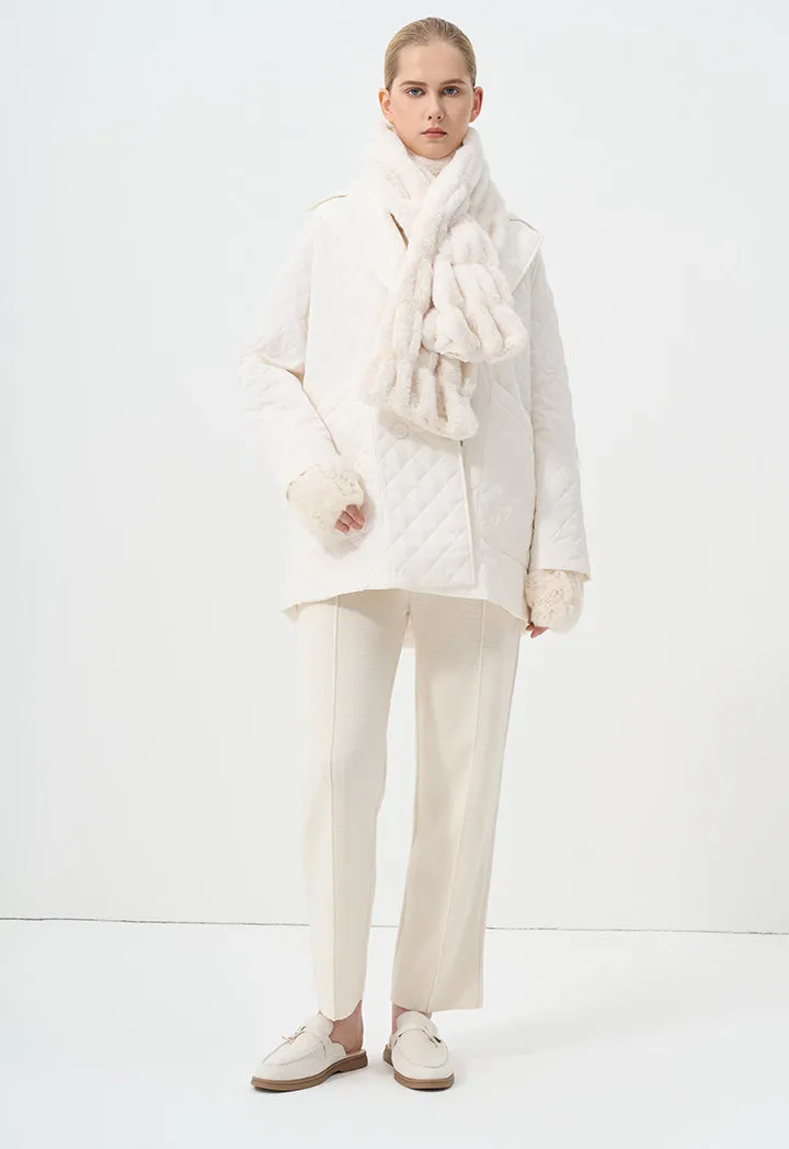 Choice Quilted Solid Jacket  Cream