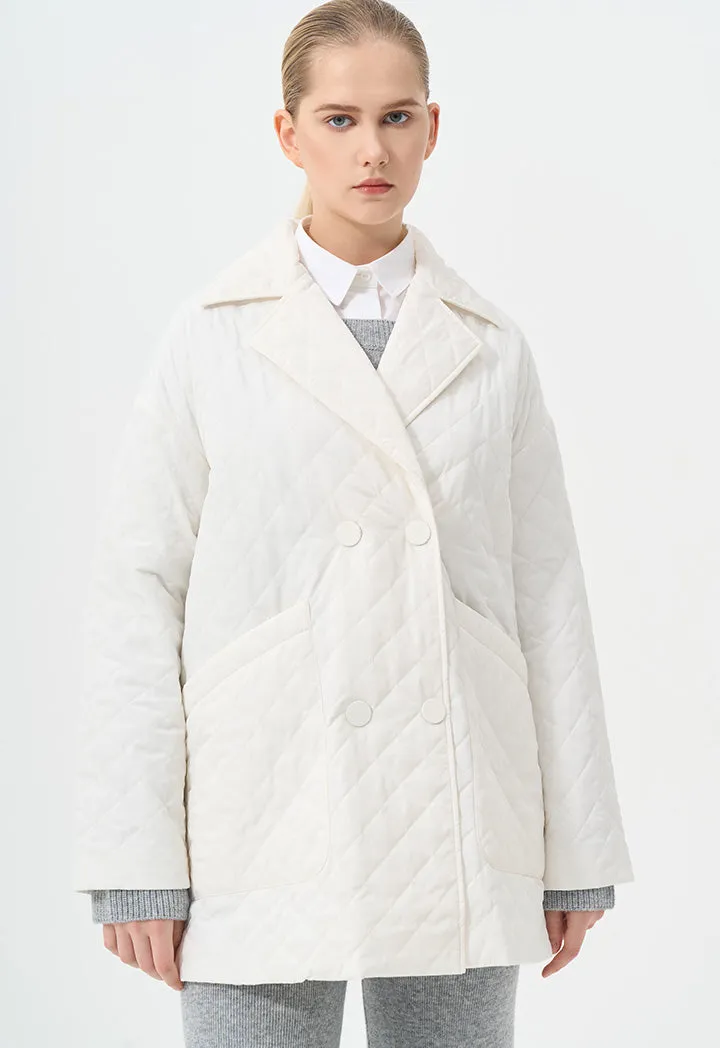 Choice Quilted Solid Jacket  Cream