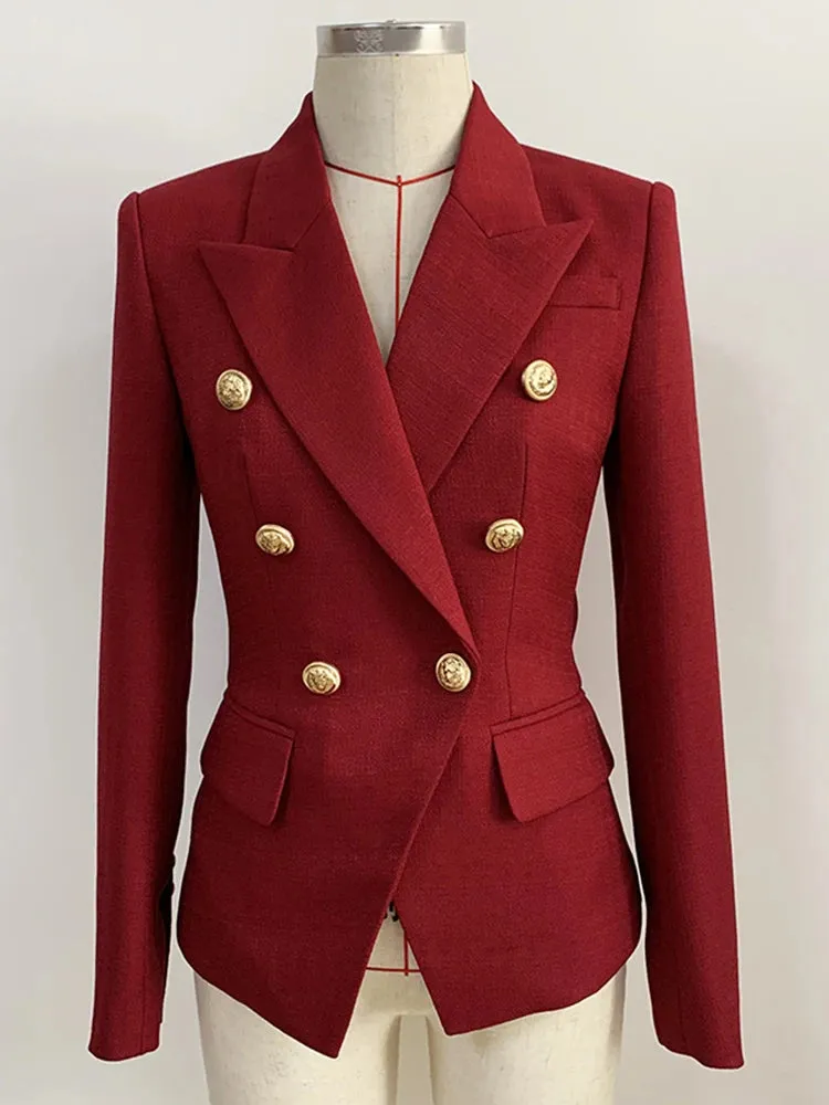 Classic Fashion Jacket with  Silver Lion Buttons & Double Breasted Slim Fit