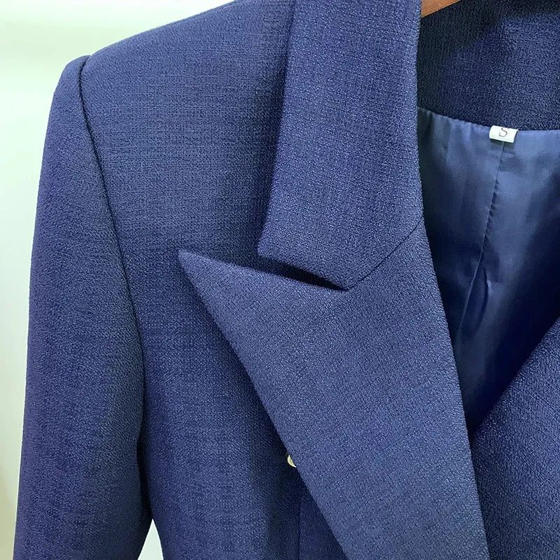 Classic Fashion Jacket with  Silver Lion Buttons & Double Breasted Slim Fit