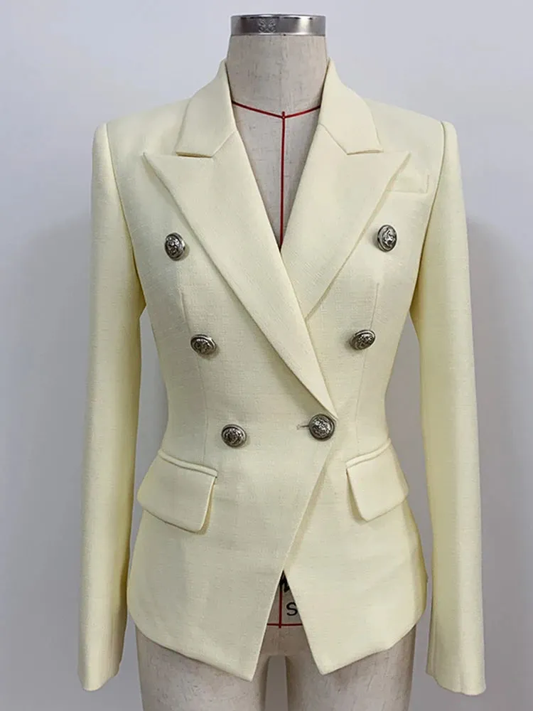 Classic Fashion Jacket with  Silver Lion Buttons & Double Breasted Slim Fit