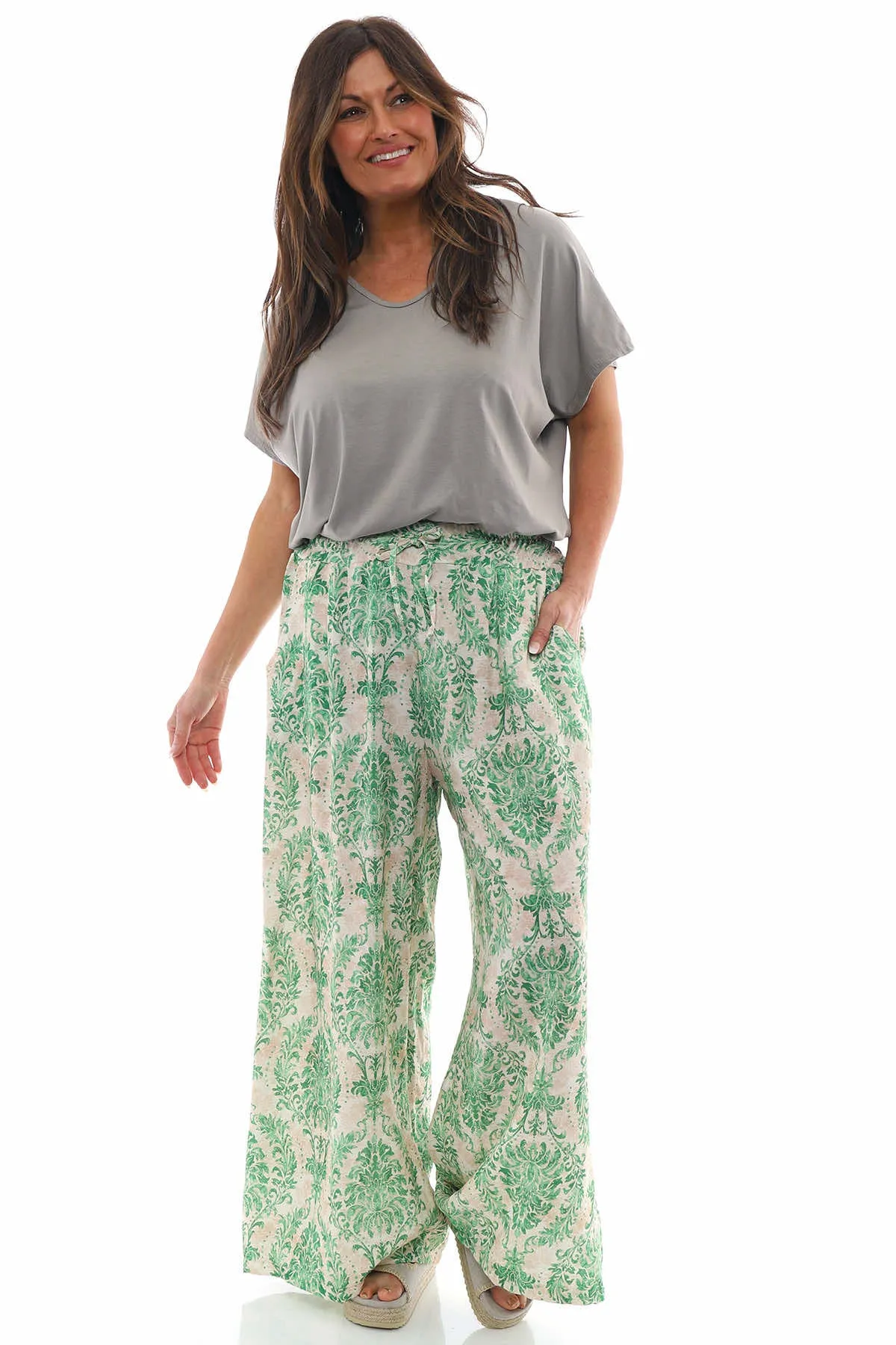 Coda Pattern Palazzo Pants Green