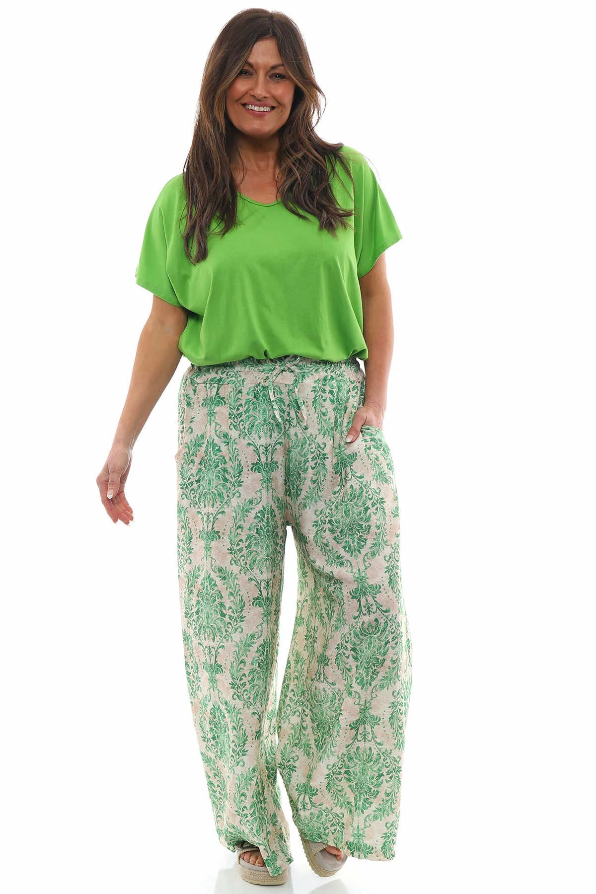 Coda Pattern Palazzo Pants Green