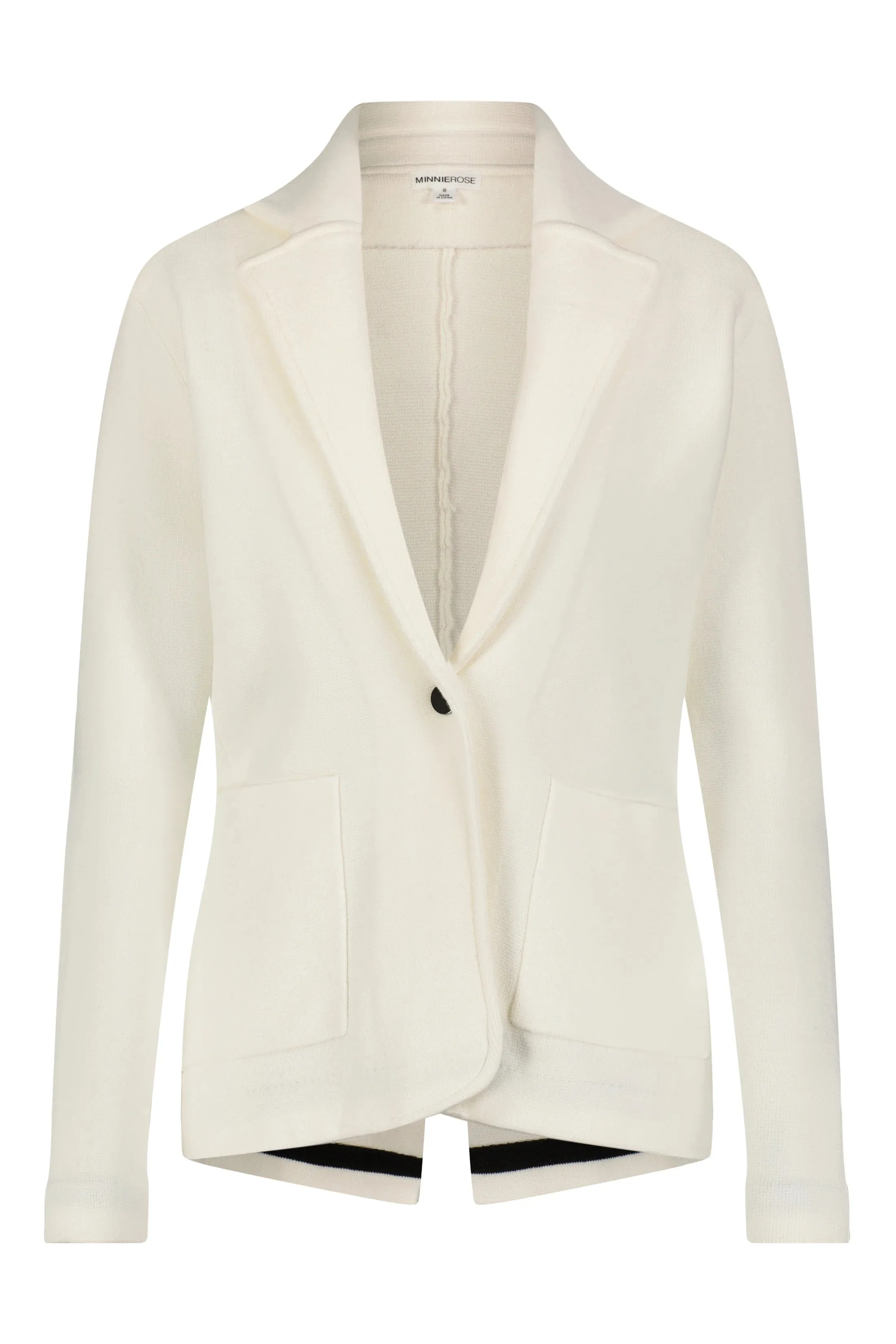 Cotton Blend Fitted Blazer | White