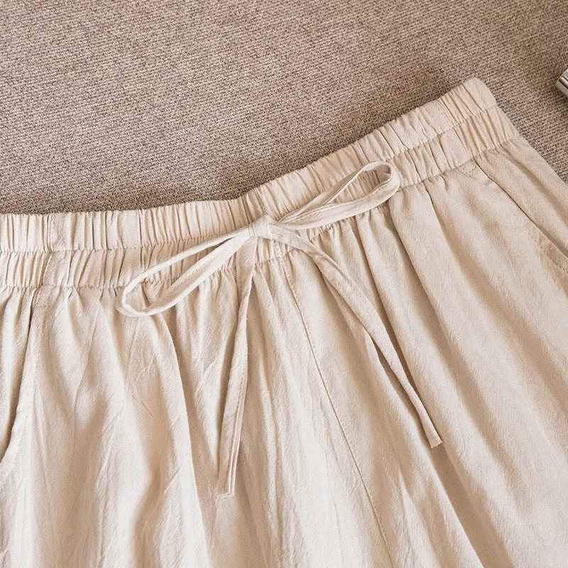 Cotton Blend Shorts Women Outdoor Plus Size Loose Wide Leg High Waist Bermuda Summer Bermuda Shorts