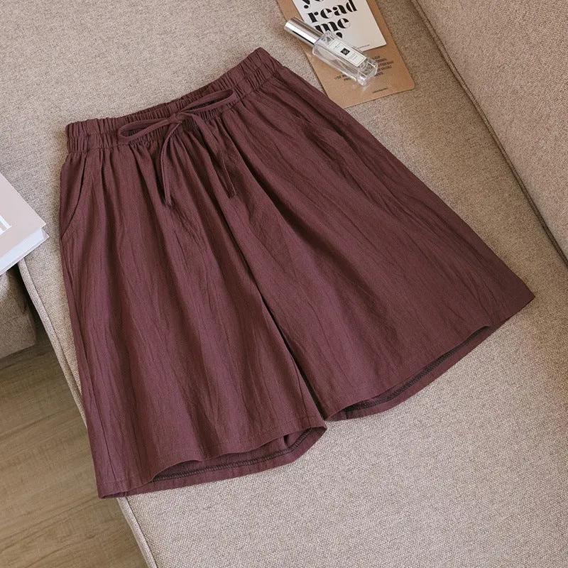 Cotton Blend Shorts Women Outdoor Plus Size Loose Wide Leg High Waist Bermuda Summer Bermuda Shorts
