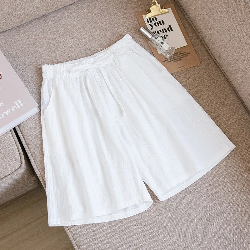 Cotton Blend Shorts Women Outdoor Plus Size Loose Wide Leg High Waist Bermuda Summer Bermuda Shorts