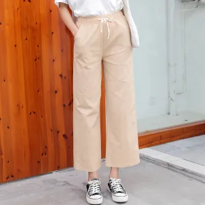 Cotton Blend Wide Leg Pants Women Summer Thin All-Matching Straight Jeans High Waist Drape Plus Size Casual Pants