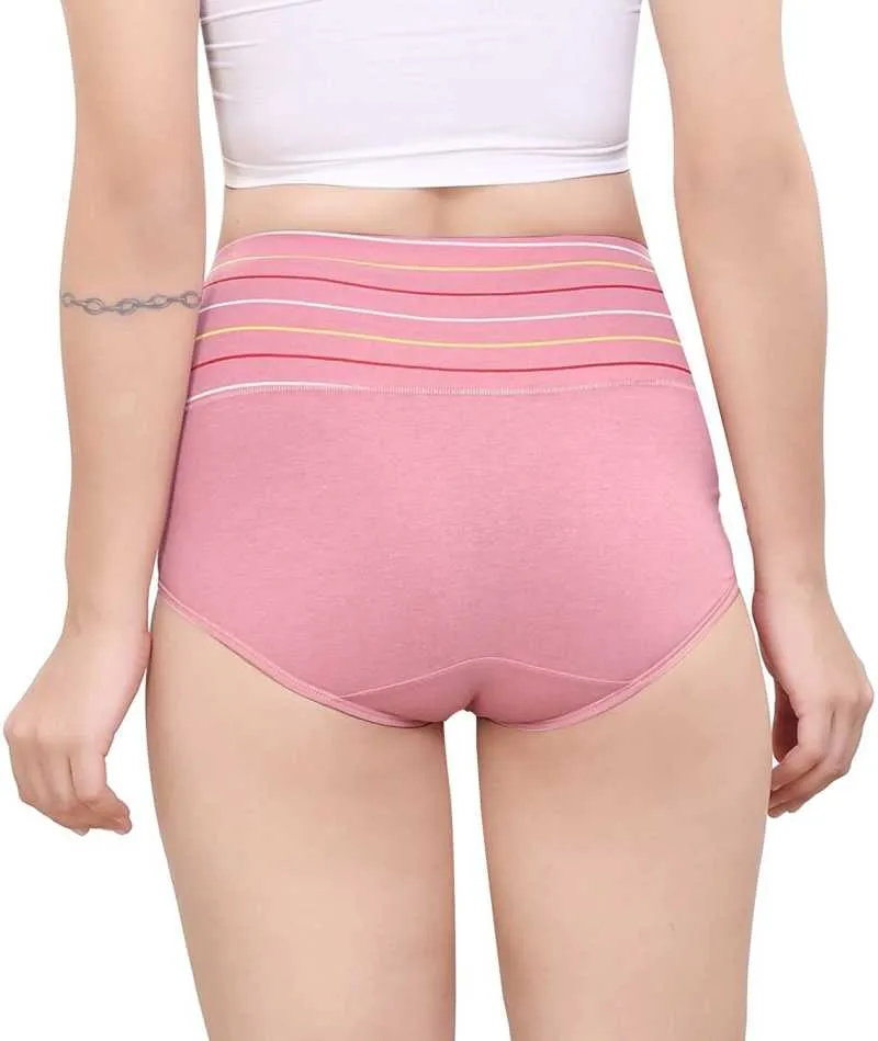 Cotton Underwear for Women Briefs High Waist Tummy Control Pants, Panties (Pack of 3)