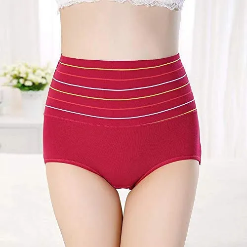 Cotton Underwear for Women Briefs High Waist Tummy Control Pants, Panties (Pack of 3)