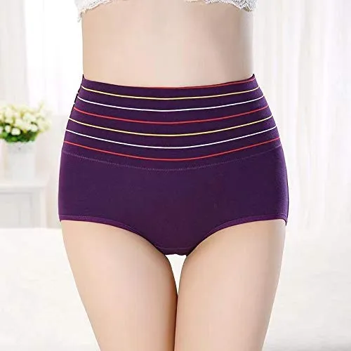 Cotton Underwear for Women Briefs High Waist Tummy Control Pants, Panties (Pack of 3)