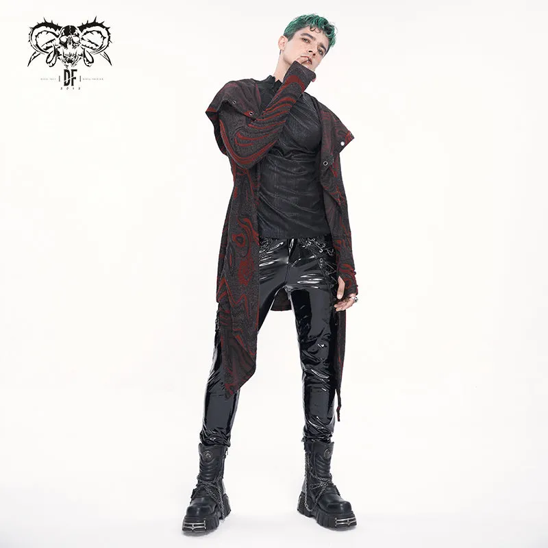 CT21802 Red punk hooded knitted men's jacket