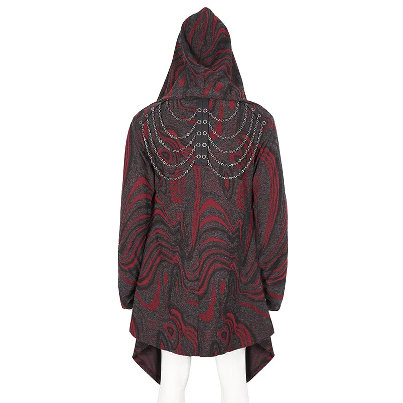 CT21802 Red punk hooded knitted men's jacket