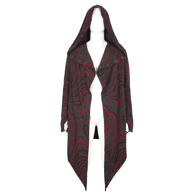 CT21802 Red punk hooded knitted men's jacket